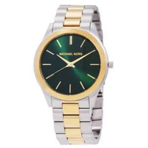 michael kors slim runway quartz green dial men's watch mk9149