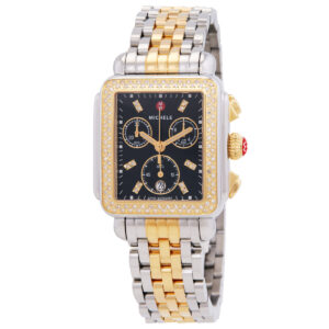 Home michele deco chronograph quartz diamond black dial ladies watch mww06a000808