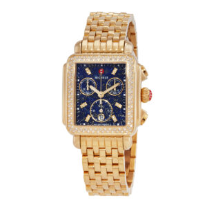 Home michele deco chronograph quartz diamond blue dial ladies watch mww06a000791