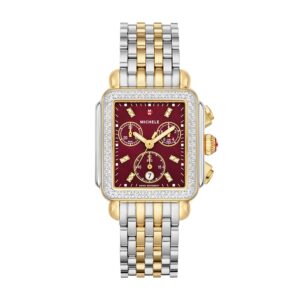 michele deco chronograph quartz diamond red dial ladies watch mww06a000799