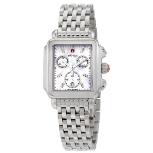 michele deco chronograph quartz diamond white mother of pearl dial ladies watch mww06a000778