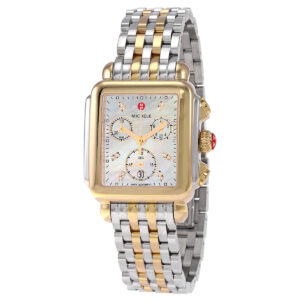 michele deco chronograph quartz diamond white mother of pearl dial ladies watch mww06a000779