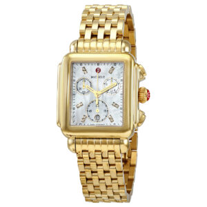 michele deco chronograph quartz diamond white mother of pearl dial ladies watch mww06a000780