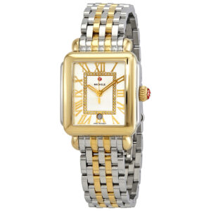 michele deco madison quartz silver dial two tone ladies watch mww06t000147