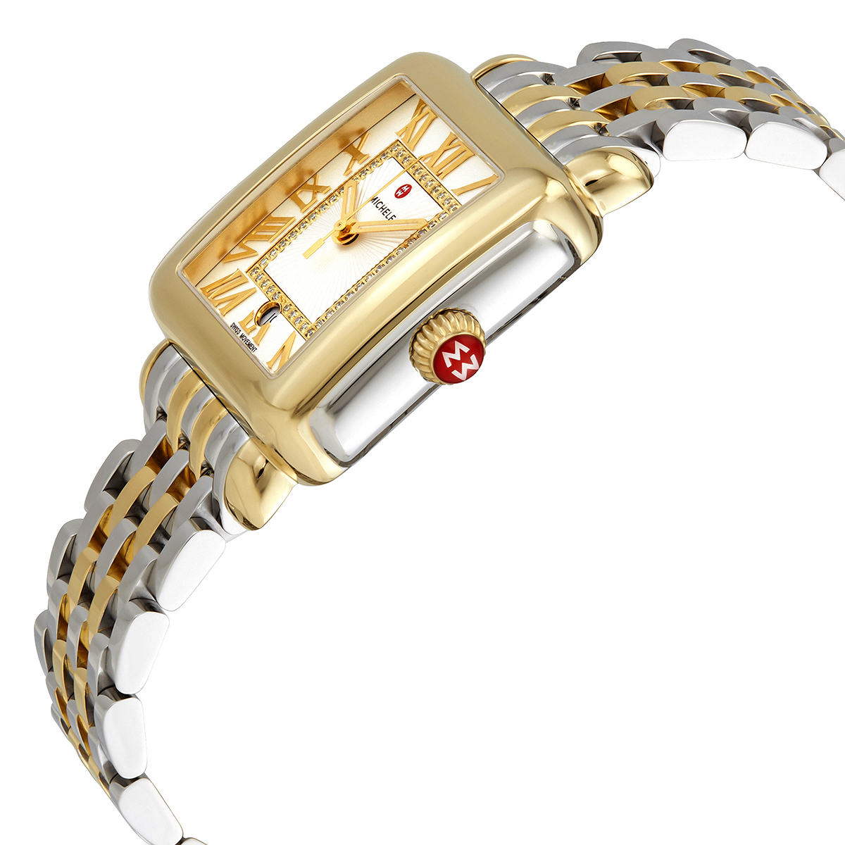 michele deco madison quartz silver dial two tone ladies watch mww06t000147 michele deco madison quartz silver dial two tone ladies watch mww06t000147