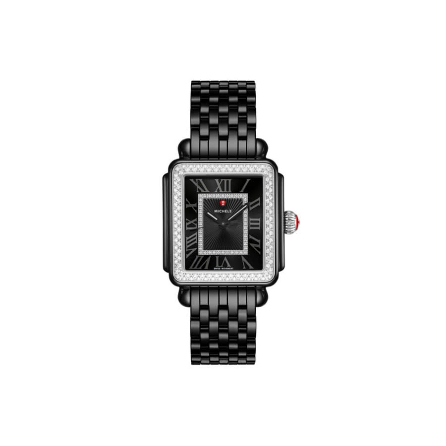 michele deco quartz diamond black sunray dial ladies watch mww06t000226 michele deco quartz diamond black sunray dial ladies watch mww06t000226
