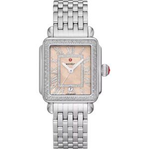 michele deco quartz diamond orange dial ladies watch mww06t000267