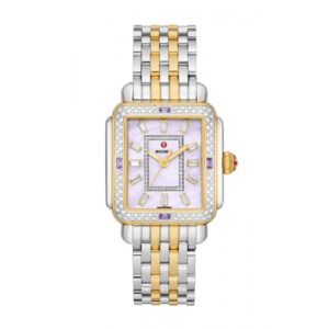 Home michele deco quartz diamond purple dial ladies watch mww06t000263