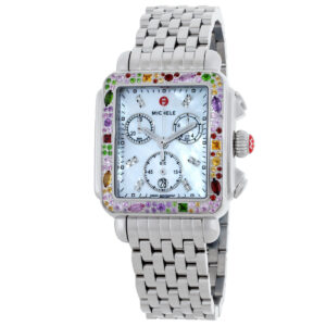 michele deco soiree diamond mother of pearl dial stainless steel