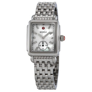 michele ladies deco 16 mother of pearl diamond dial watch mww06v000002