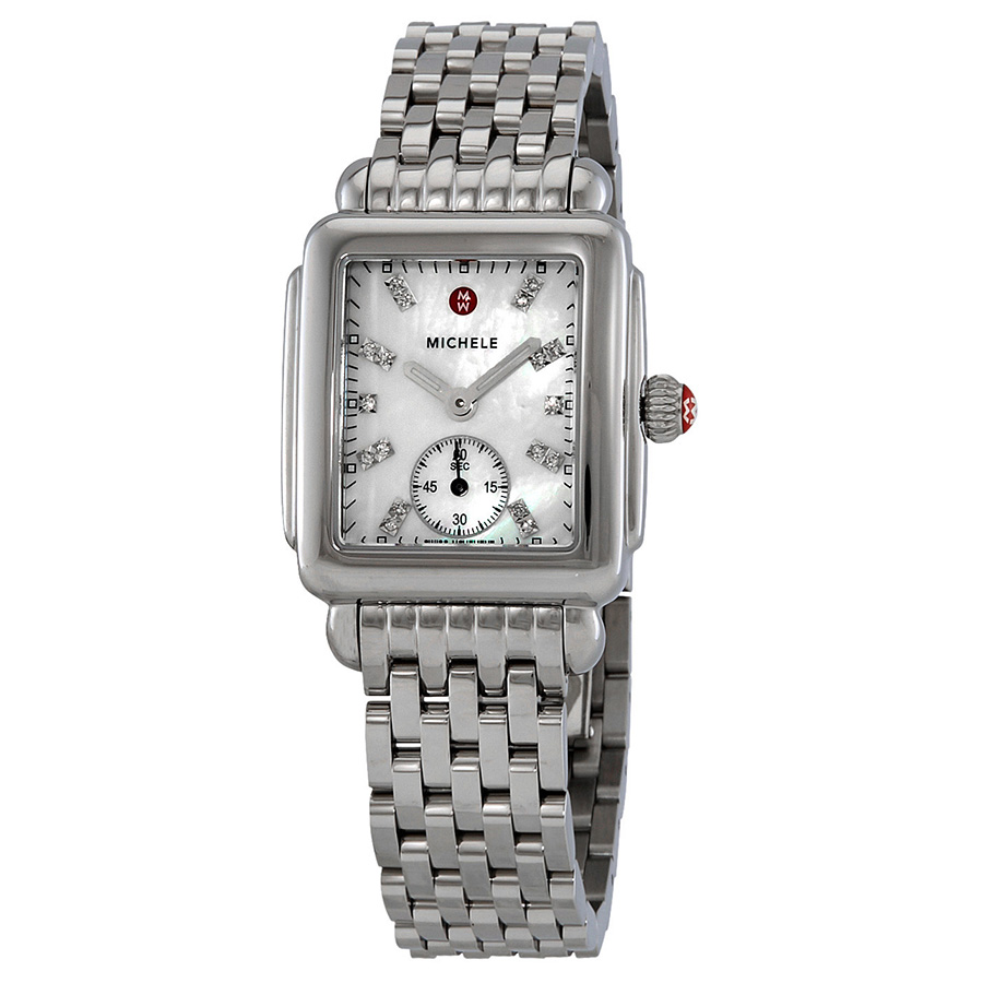 michele ladies deco 16 mother of pearl diamond dial watch mww06v000002 michele ladies deco 16 mother of pearl diamond dial watch mww06v000002