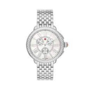 Home michele serein chronograph quartz diamond silver dial ladies watch mww21a000068
