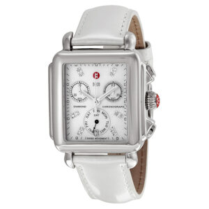 Витрина michele signature deco white mother of pearl dial silver leather ladies watch mww06p000023