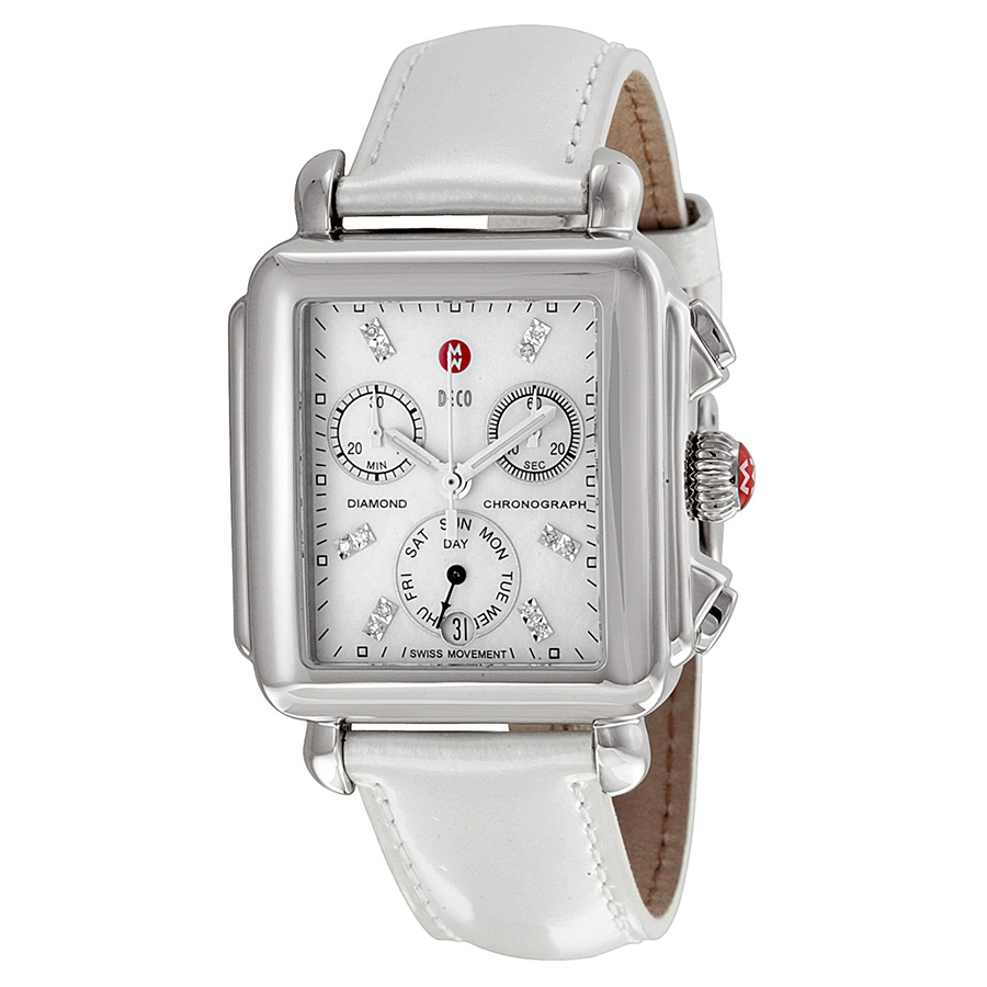 michele signature deco white mother of pearl dial silver leather ladies watch mww06p000023 michele signature deco white mother of pearl dial silver leather ladies watch mww06p000023