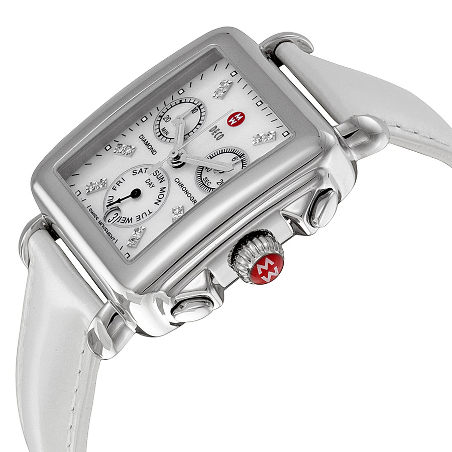 michele signature deco white mother of pearl dial silver leather ladies watch mww06p000023 michele signature deco white mother of pearl dial silver leather ladies watch mww06p000023