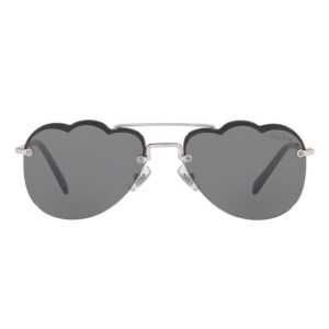 miu miu dark grey flash silver geometric ladies sunglasses mu 56us 1bc175 58