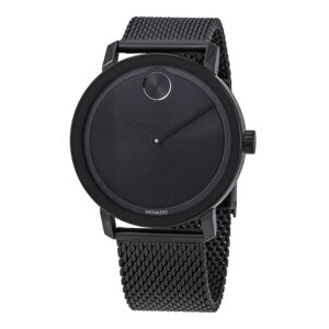 movado bold black dial black ion plated meshmens watch 3600562