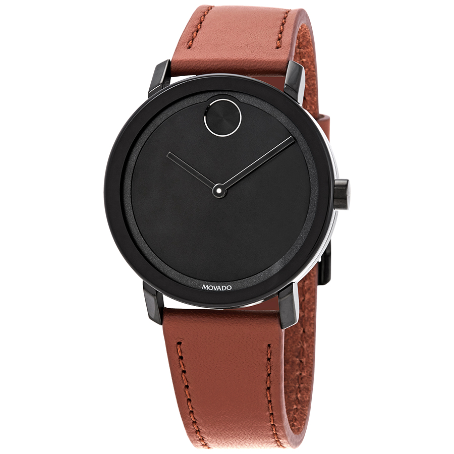movado bold black sunray dial cognac leather men's watch 3600537 movado bold black sunray dial cognac leather men's watch 3600537