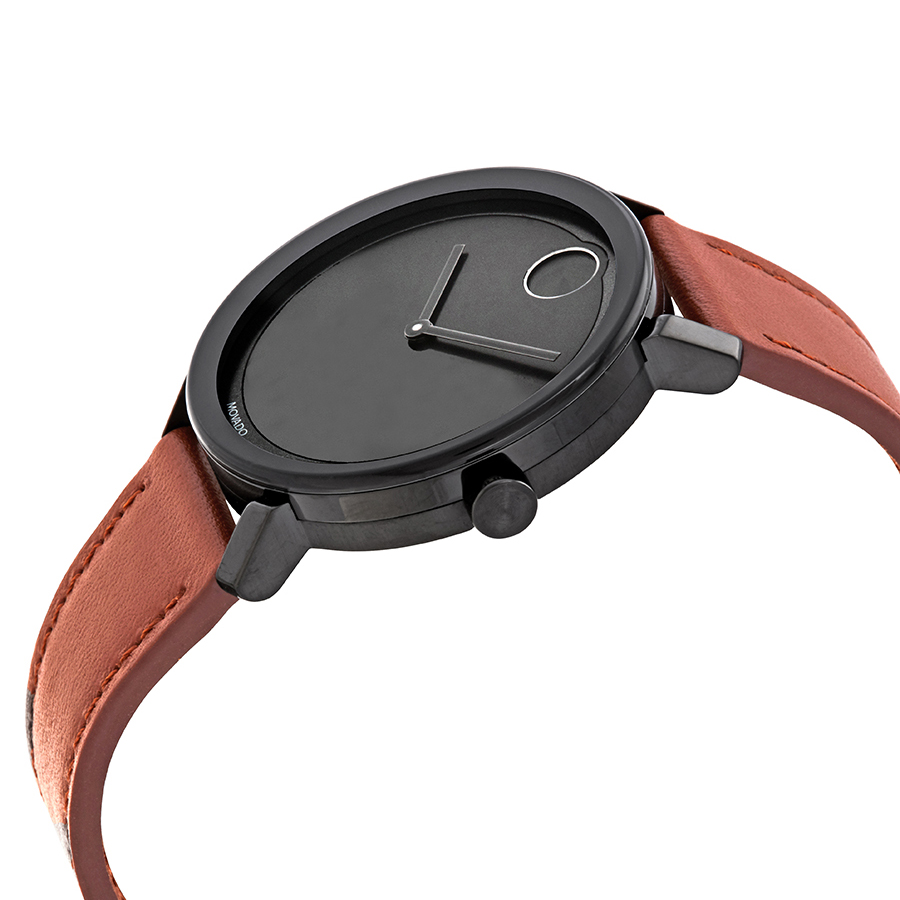 movado bold black sunray dial cognac leather men's watch 3600537 movado bold black sunray dial cognac leather men's watch 3600537
