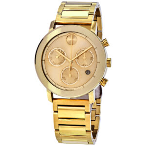 movado bold chronograph quartz gold dial men's watch 3600682