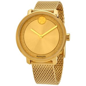 movado bold gold tone metallic dial ladies watch 3600580