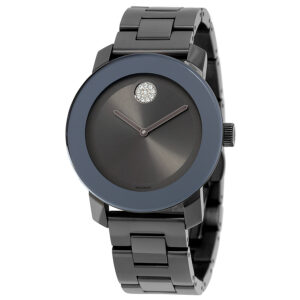 Витрина movado bold grey metallic grey ion plated steel swarovski crystals ladies watch 3600103