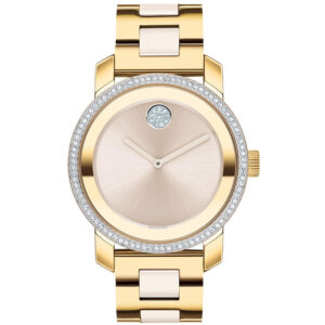 Home movado bold quartz crystal champagne dial ladies watch 3600882