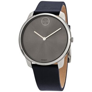 Home movado bold quartz grey dial blue leather men's watch 3600586