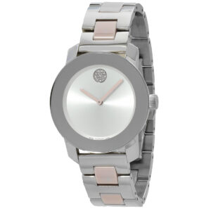 movado bold quartz silver dial ladies watch 3600801