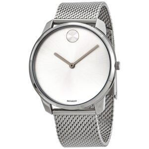 Home movado bold quartz silver dial stainless steel mesh men's watch 3600589
