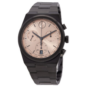 movado bold quest chronograph quartz rose gold dial men's watch 3601245