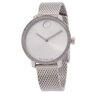 movado bold shimmer quartz silver dial ladies watch 3600840