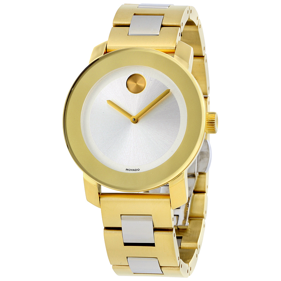 movado bold silver dial yellow gold pvd ladies watch 3600129 movado bold silver dial yellow gold pvd ladies watch 3600129