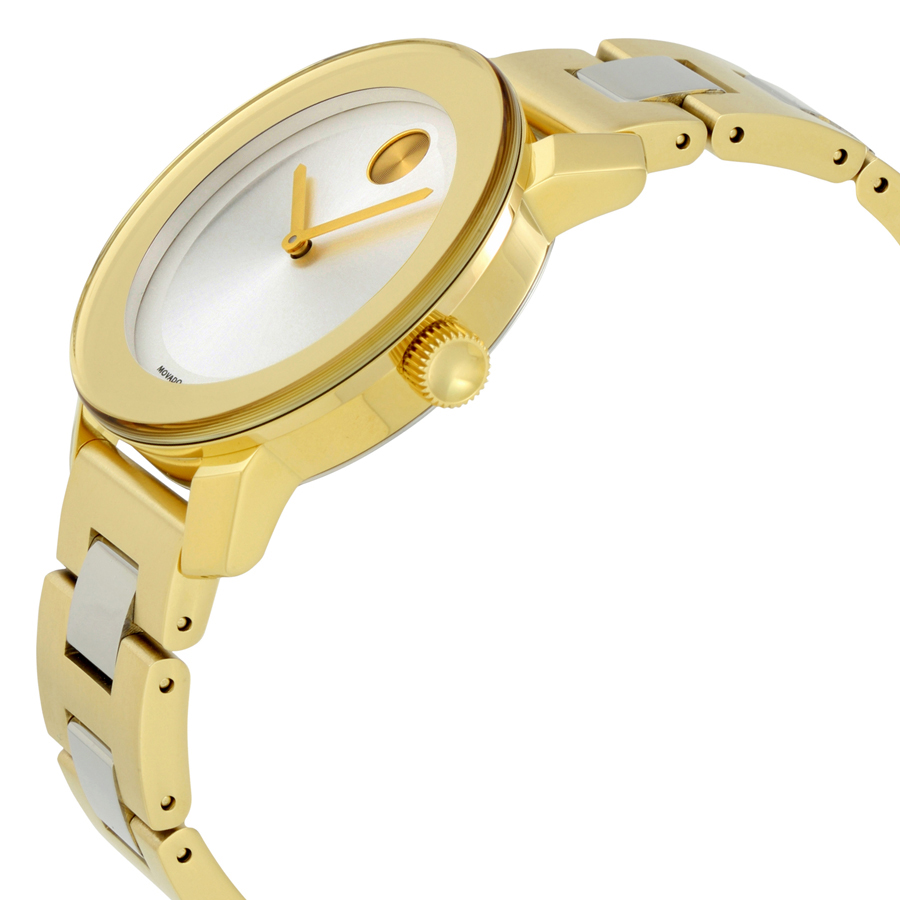movado bold silver dial yellow gold pvd ladies watch 3600129 movado bold silver dial yellow gold pvd ladies watch 3600129