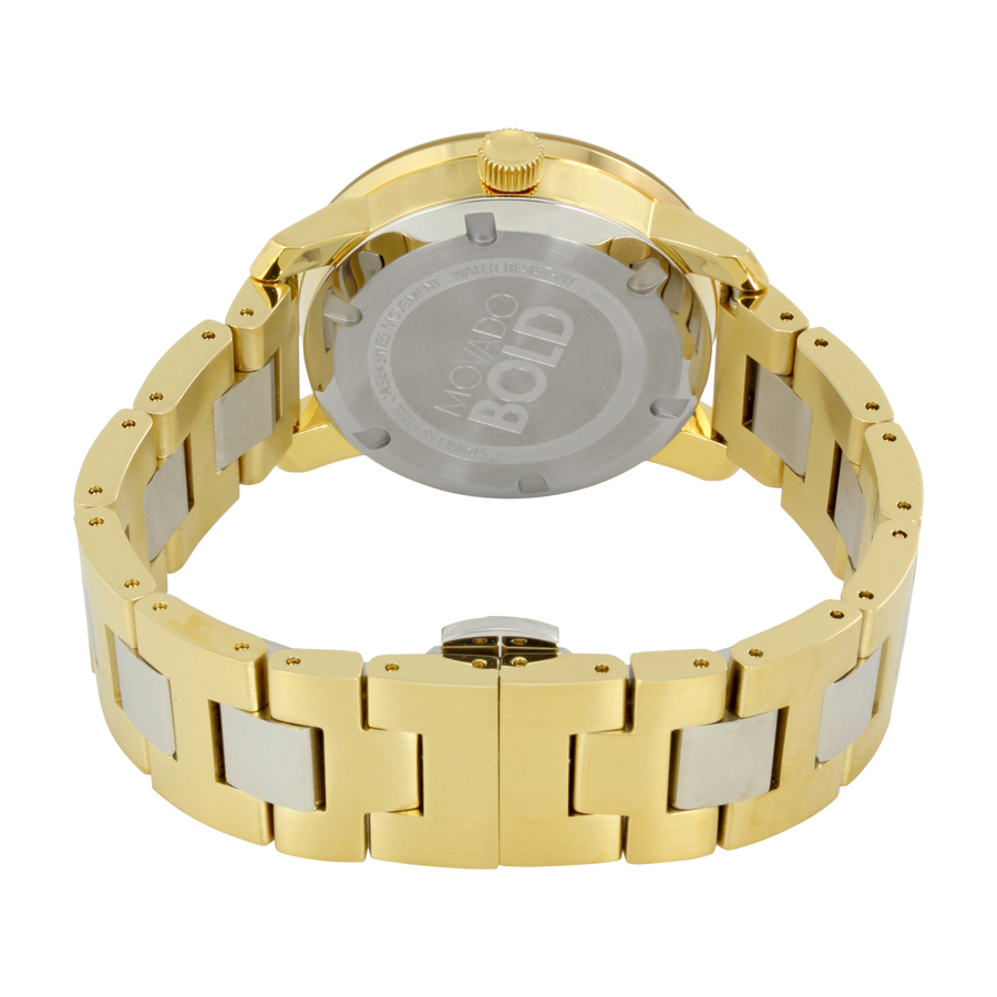 movado bold silver dial yellow gold pvd ladies watch 3600129 movado bold silver dial yellow gold pvd ladies watch 3600129