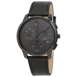 Home movado bold thin chronograph quartz black dial men's watch 3600632