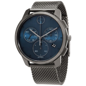 Home movado bold thin chronograph quartz blue dial men's watch 3600721