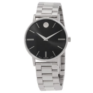 movado classic museum quartz black dial ladies watch 608037