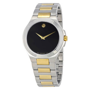 movado collection black dial two tone men's watch 0606907