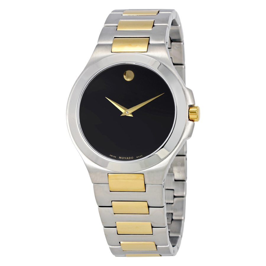 movado collection black dial two tone men's watch 0606907 movado collection black dial two tone men's watch 0606907