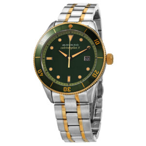movado heritage quartz green dial men's watch 3650096