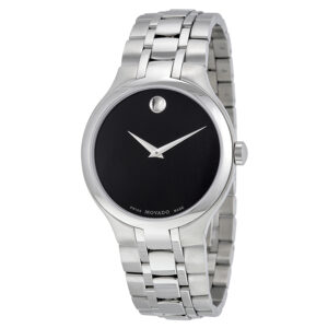 movado museum black museum dial stainless steel men's watch 0606367