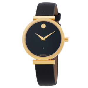 movado museum classic automatic black dial ladies watch 0607676