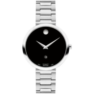 movado museum classic automatic black dial ladies watch 0607678