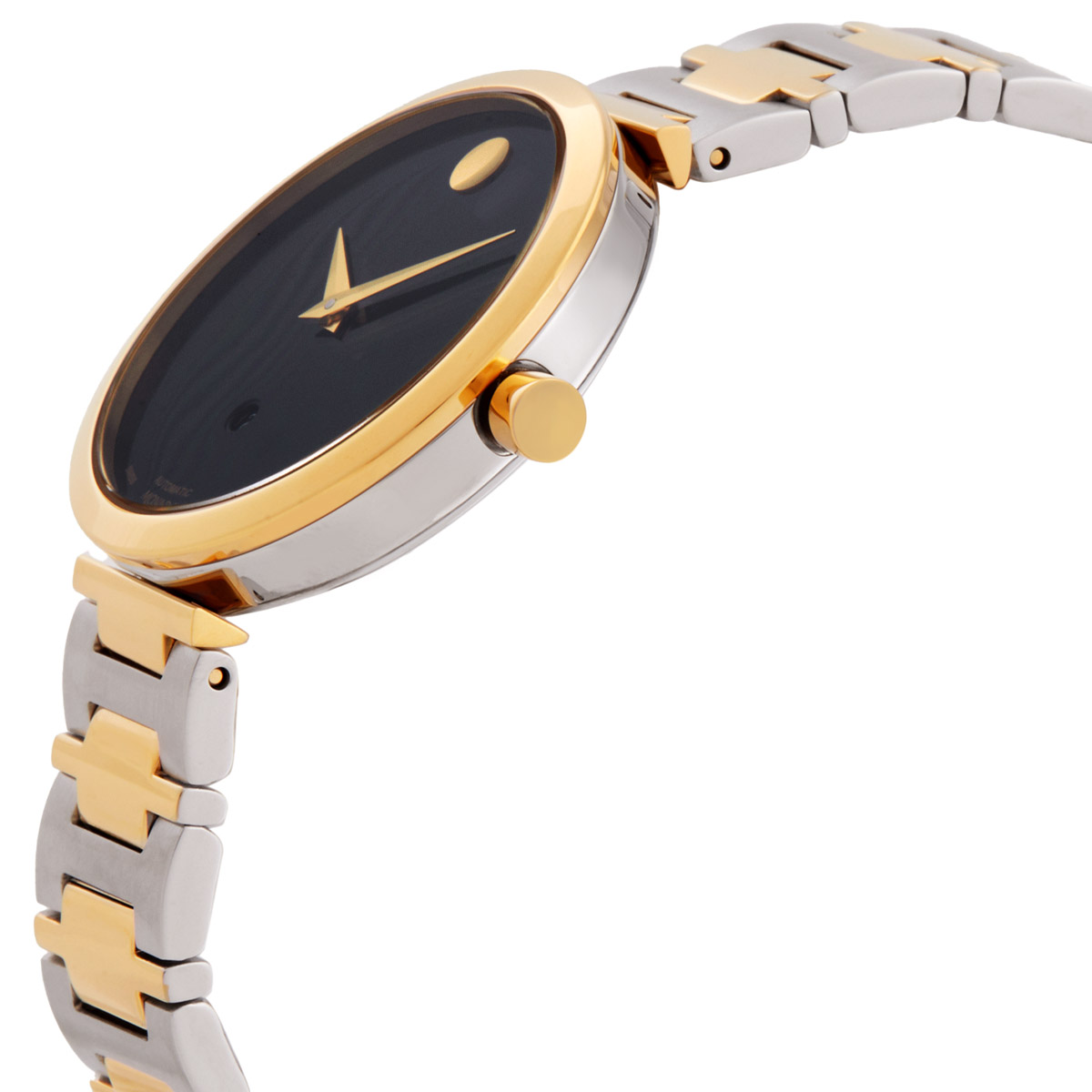 movado museum classic automatic black dial two tone ladies watch 0607679 movado museum classic automatic black dial two tone ladies watch 0607679