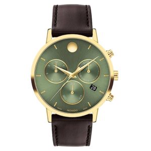 movado museum classic chronograph quartz green dial men's watch 607890