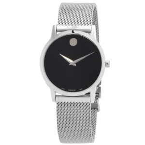 movado museum classic quartz black dial ladies watch 0607646