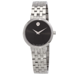 movado museum classic quartz black dial ladies watch 0607813