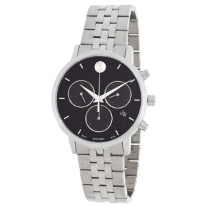 movado museum classic quartz black dial men's watch 0607776
