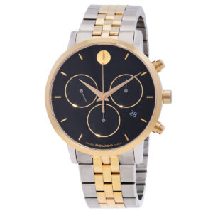 movado museum classic quartz black dial men's watch 0607777